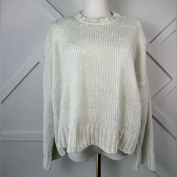 Show Me Your Mumu Oversized Jesse Sweater Cream Chenille Knit Size Small - Picture 2 of 12